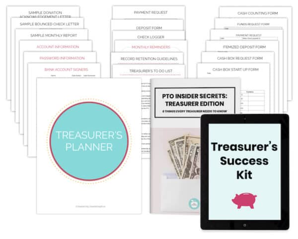 PTA PTO Treasurer's Success Kit digital resources on white background